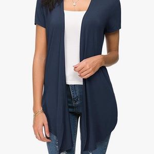 Women’s navy blue short sleeve cardigan
